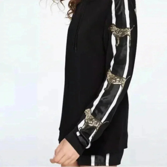 VICTORIA’S SECRET PINK BLING TUNIC HOODIE/ SHORTS OUTFIT SET S - Picture 4 of 15